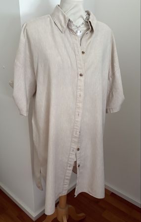 Leinen Kleid Tunika Mantel M 38 40 beige nude 