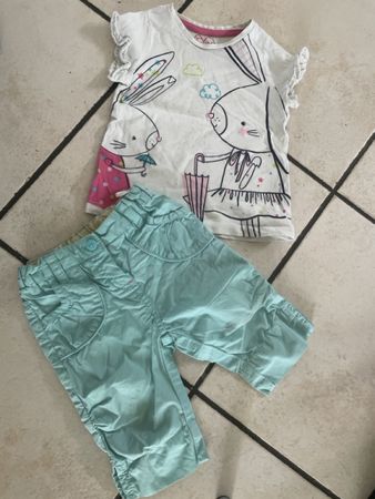 Sommer Set: T-Shirt mit Hösli, Grösse 74Kaninchen