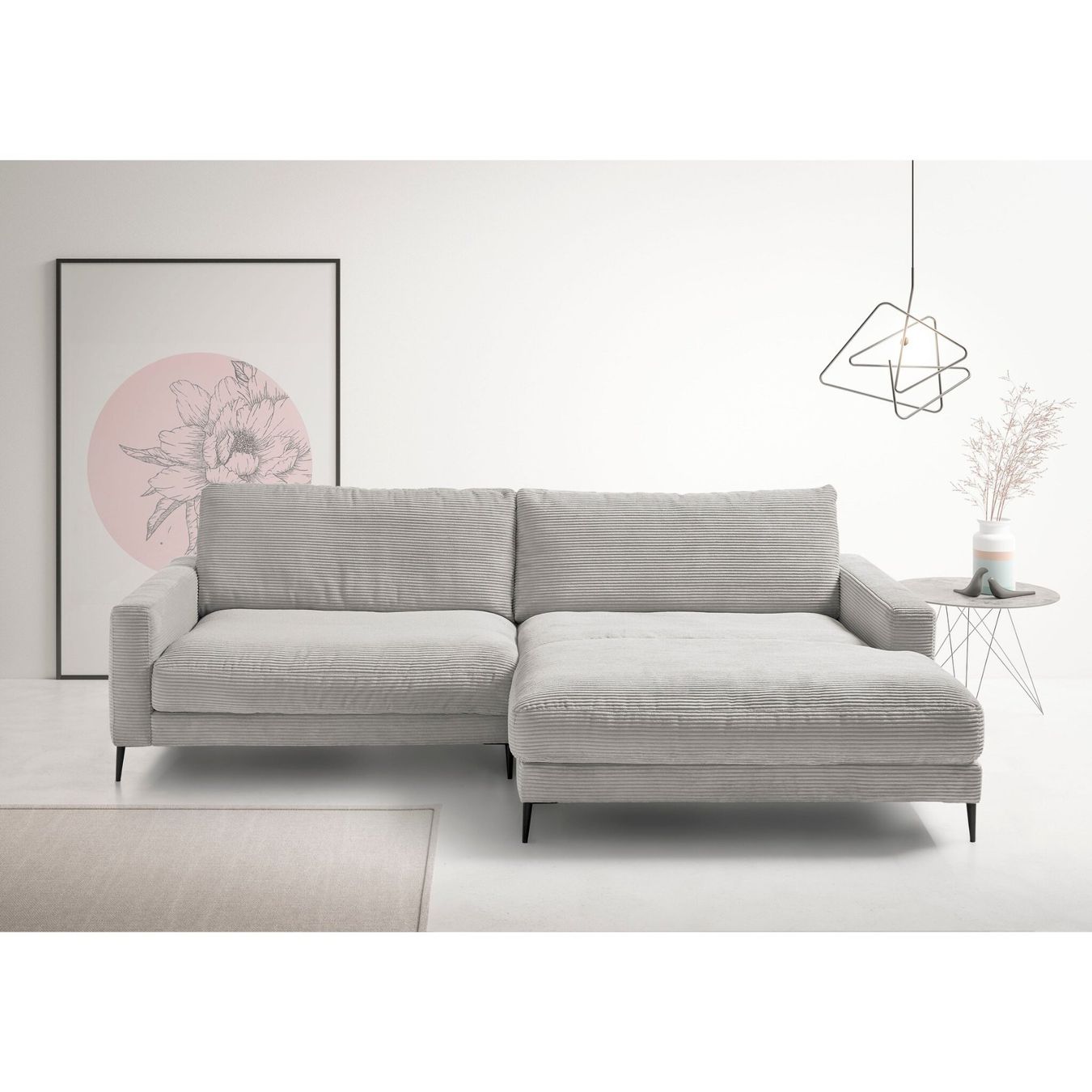 Divani: Ecksofa  Uptown in Cord Grey rechts – Nuovo e nell'imballaggio originale da Bischofszell venduto da deluxe-moebel