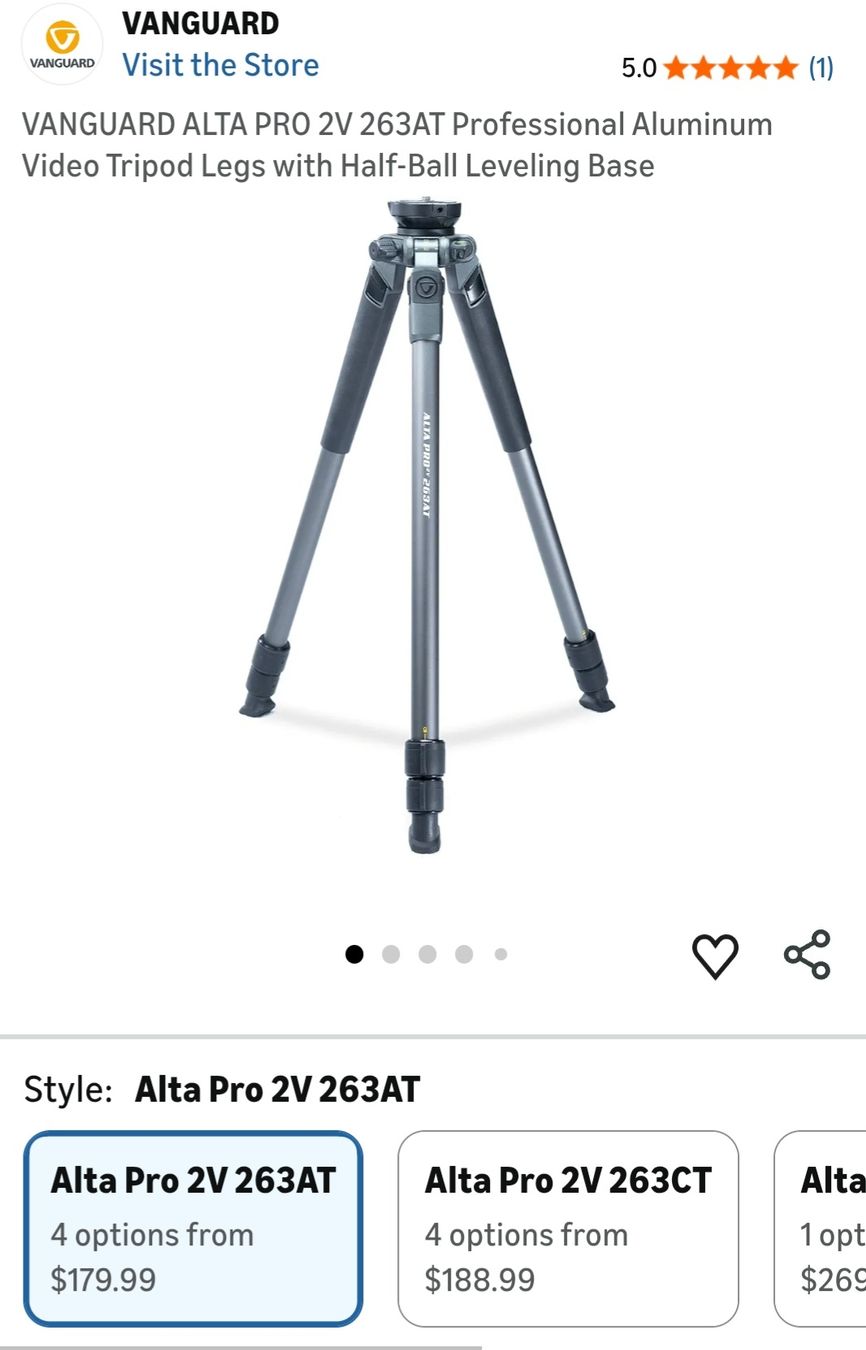 Vanguard Treppiedi & Teste: VANGUARD ALTA PRO 2V Professional Video Tripod Leveling base – Nuovo (secondo la descrizione) da Geneve venduto da T36
