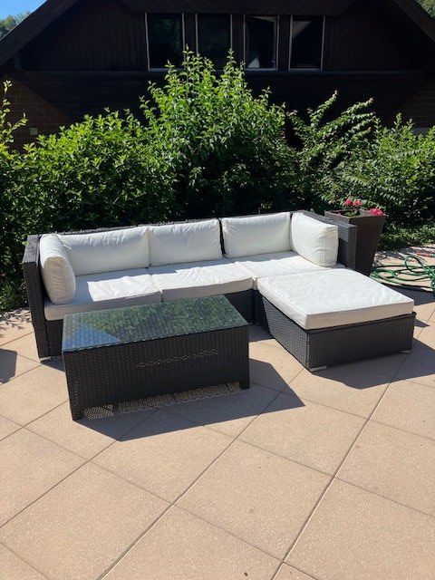 Tischset: Gartenlounge Set Polyrattan braun mit Tisch – Gebraucht aus Dättwil AG von Sancho78