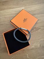 Bracelet Hermes cuir couleur étain