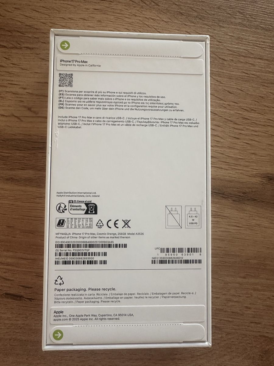 Apple Telefoni cellulari / Smartphones: iPhone 17 Pro Max neuf – Nuovo e nell'imballaggio originale da La Roche FR venduto da Lio82 1