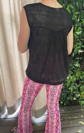 Freddy Top elegante -chic lungo di bel pizzo-S/M-nuovo