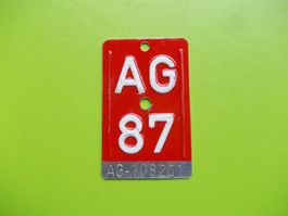 Velonummer / Fahrradnummer AG 87