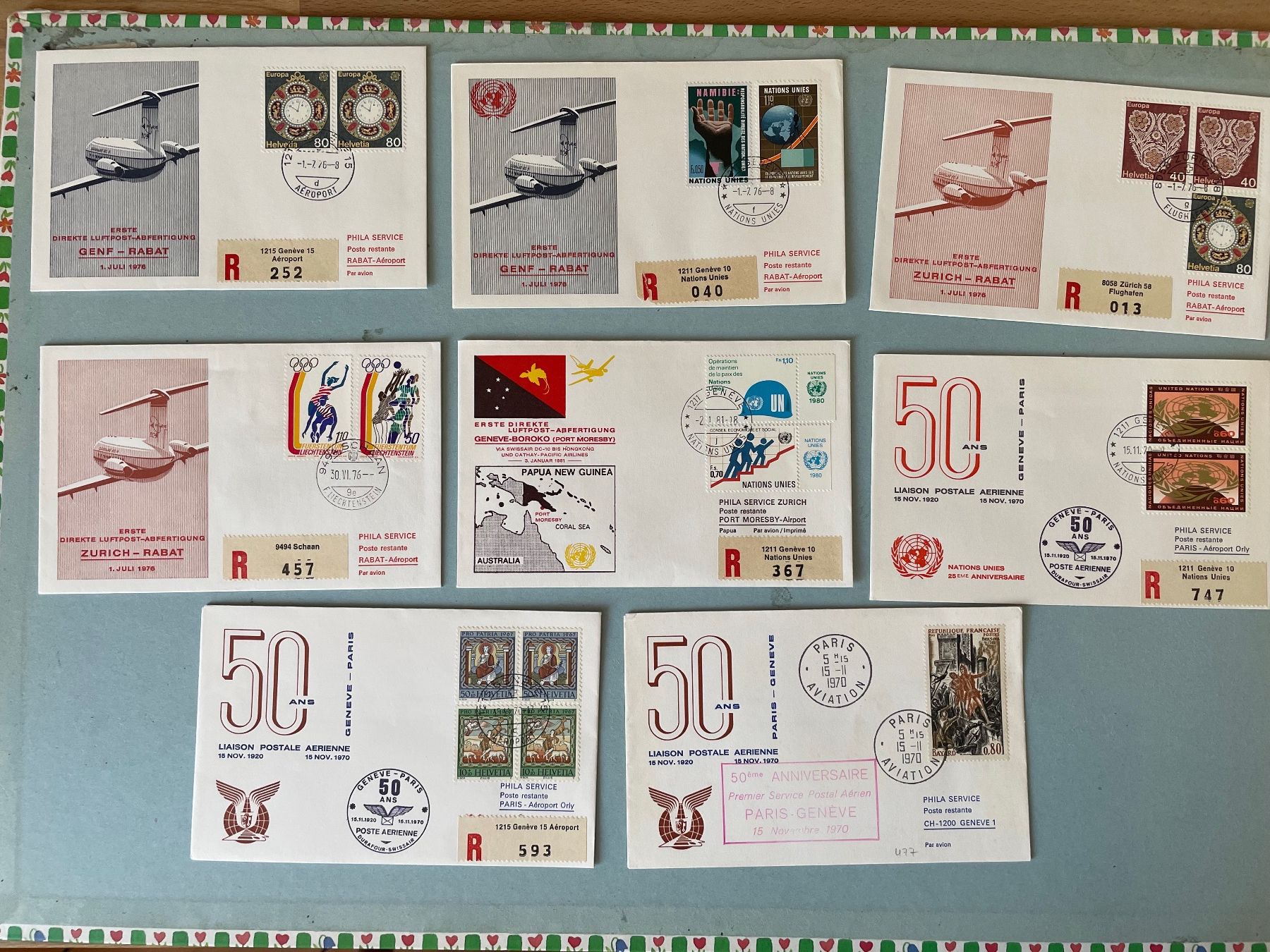 Alle Briefmarken: 23 FDCs Luftpost-Abfertigung Schweiz - Ausland – Gebraucht aus Zürich von stzepp 1