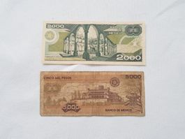 Vintage Banknoten (2000/5000) Pesos aus Mexiko