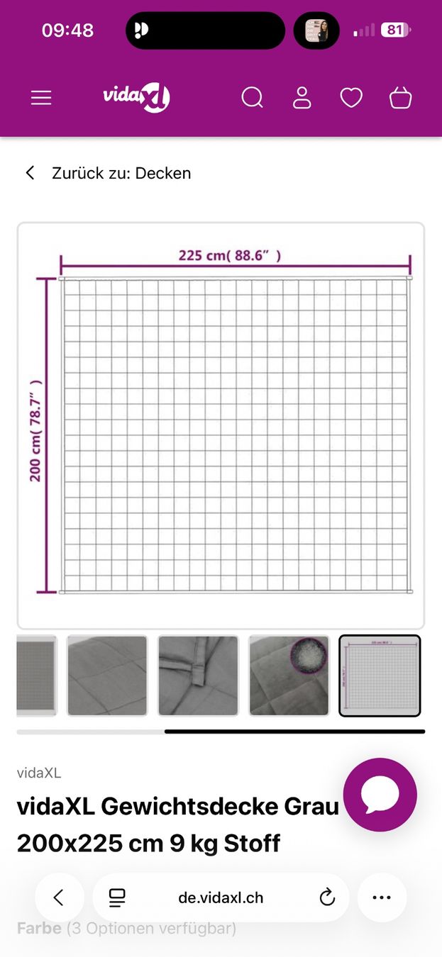 Coperte: Gewichtsdecke Grau 200x225 cm 9 kg – Nuovo e nell'imballaggio originale da Zollikofen venduto da Taximan89 1