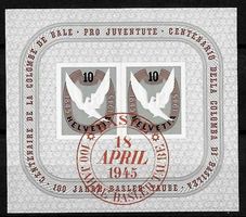 1945, W23, Block Basel gestempelt + einwandfrei (14899)