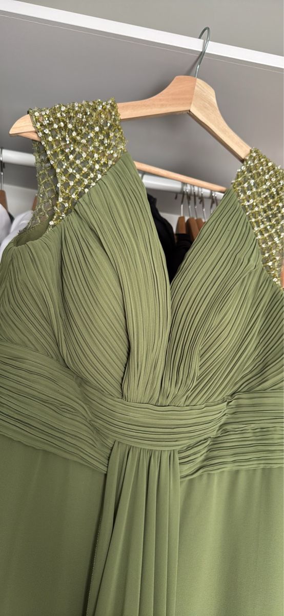 Vestiti: Robe de soirée/ cocktail couleur olive , perles – Nuovo (secondo la descrizione) da Vouvry venduto da Laurie1896 1