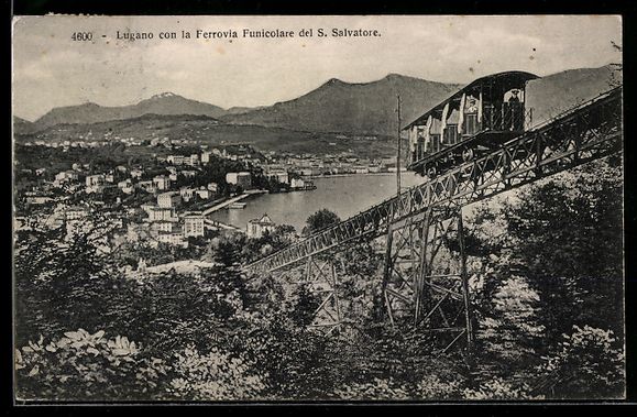 Cartoline postali: Lugano, la Ferrovia Funicolare del S. Sa – Usato da Berlin venduto da bartko-reher