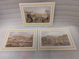 3 Prints - Madonna del Sasso + Bellinzona + Lugano - 23x17cm