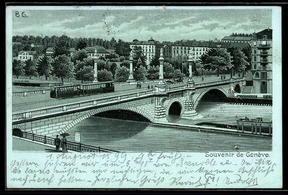 Cartoline postali: Litho Geneve, Strassenbahn überquert di – Usato da Berlin venduto da bartko-reher