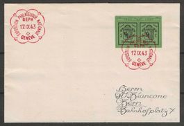 1943 : Block Einzelwerte W17L + R auf FDC : KP 250.--