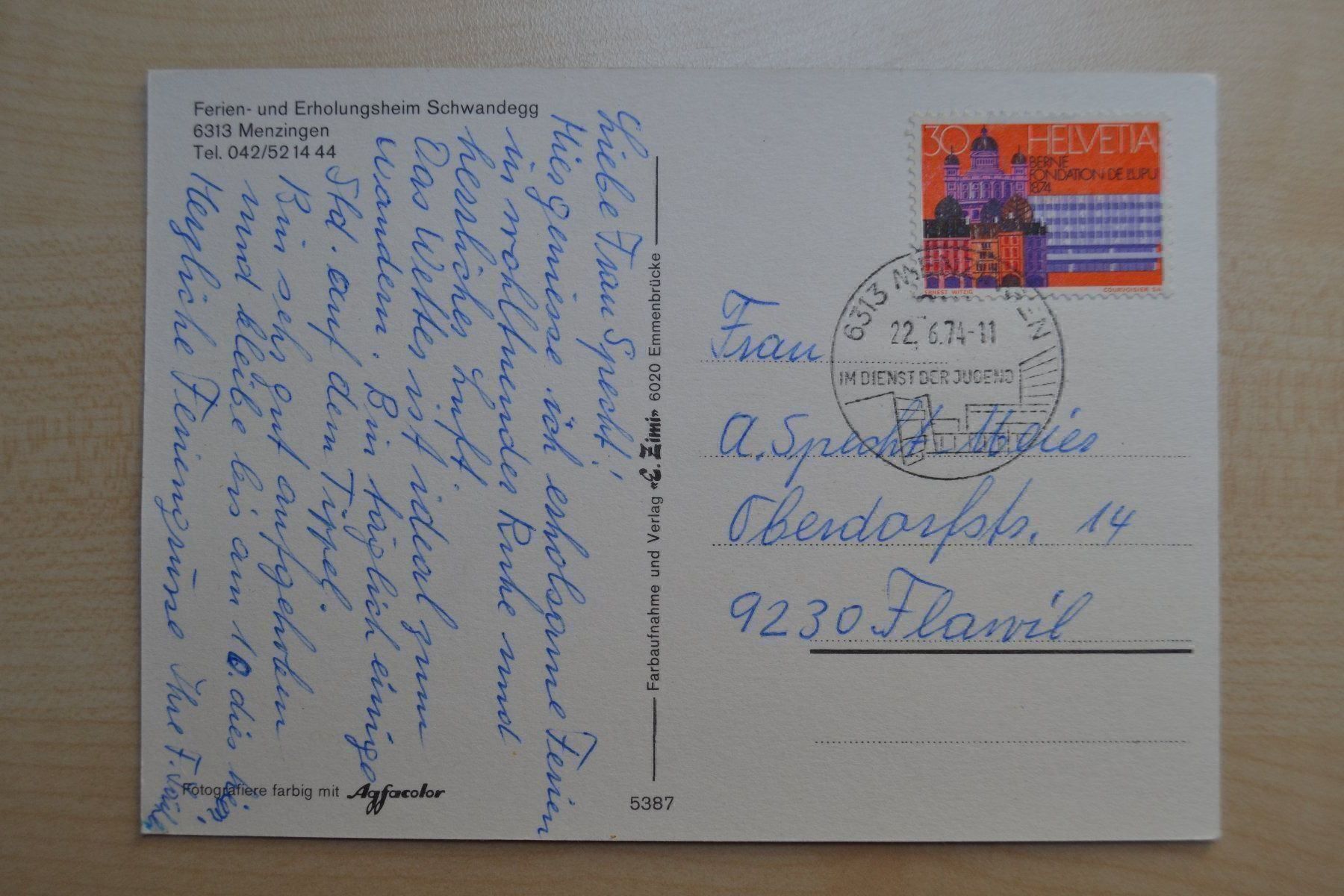 Cartoline postali: Menzingen Erholungsheim Schwandegg – Usato da Beinwil am See venduto da kajak55 1