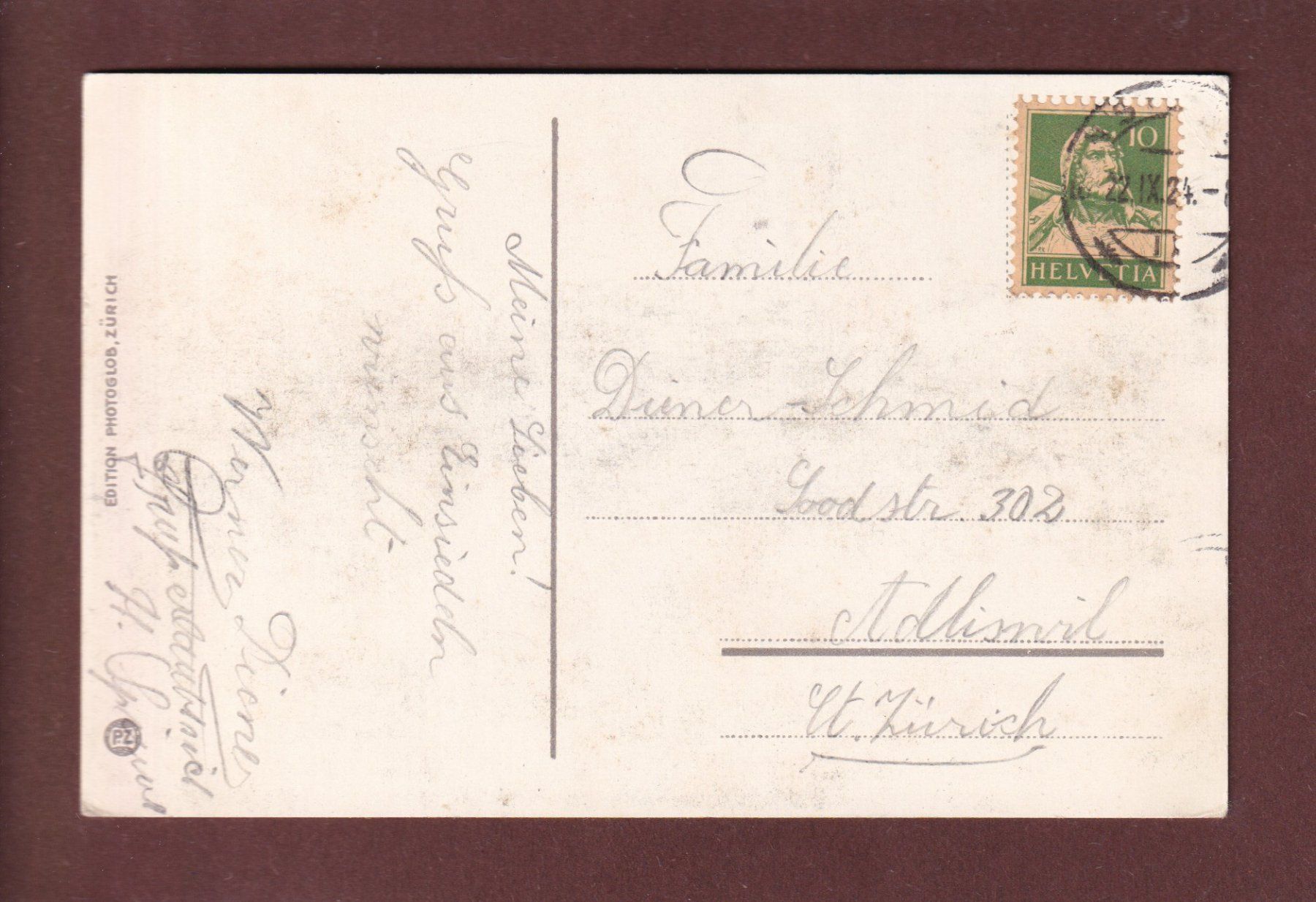Cartoline postali: EINSIEDELN - Kloster - Leute - 1924 – Usato da Pully venduto da nicecards 1