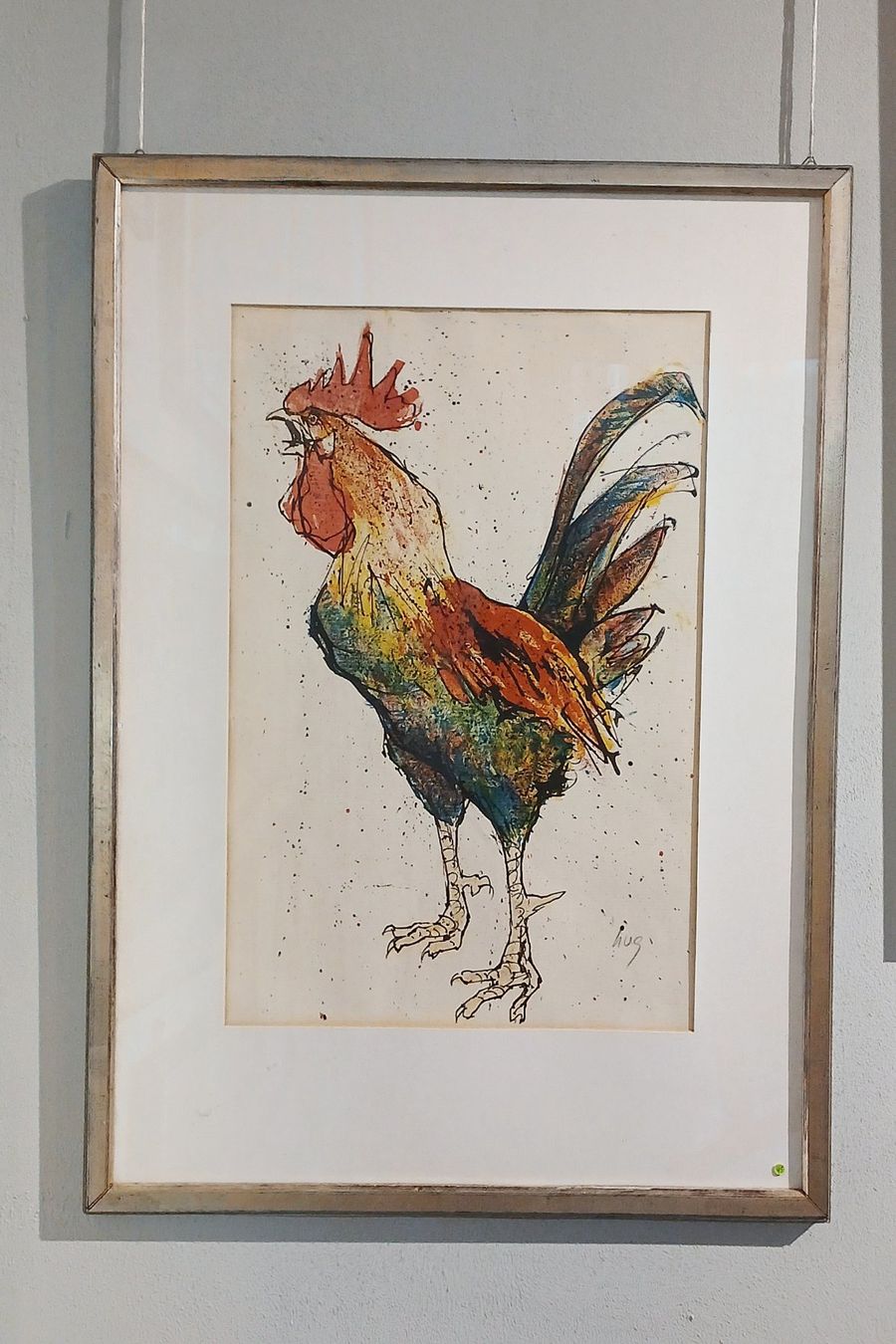 Grafiken & Lithographien: Fritz Hug  >>Hahn>>  in Goldrahmen – Gebraucht aus Hinwil von Chnap
