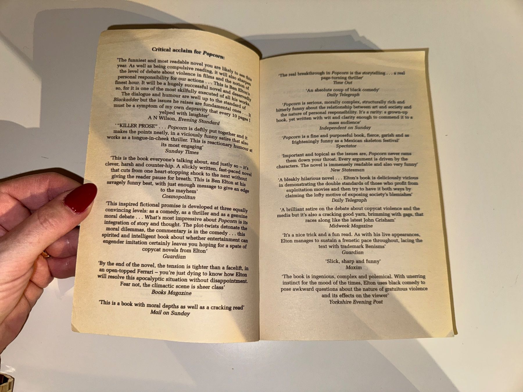 Libri: NOVEL: Ben Elton, Popcorn – Usato da Grosswangen venduto da English_books 3