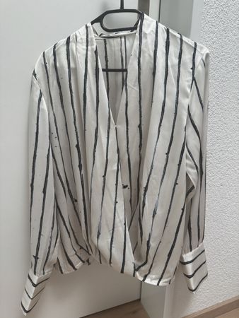 Mango Bluse gestreift Gr. L schwarz/weiss