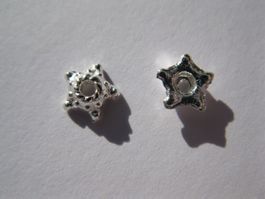 50 Perlenkappen, Zwischenperle, Stern, versilbert 5mm