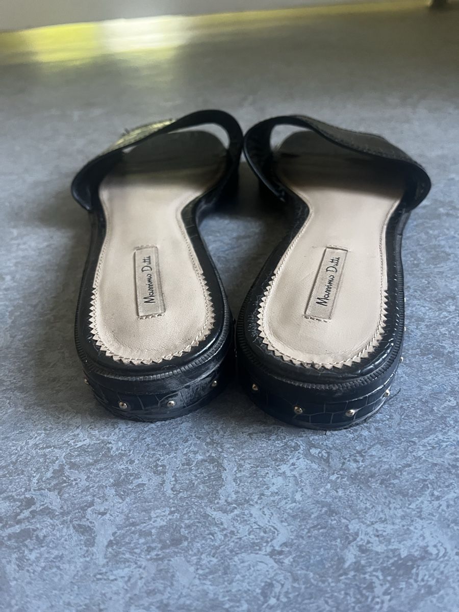 Massimo Dutti Scarpe da donna: Schwarze Leder Sandalen – Nuovo (secondo la descrizione) da Luzern venduto da ele_6wlj 3
