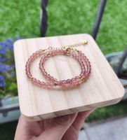 Bracelet fait main en quartz fraise double tour 