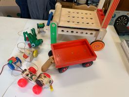 Holzspielzeug/Werkbank/Nachzieh-Tiere/Holzanhänger