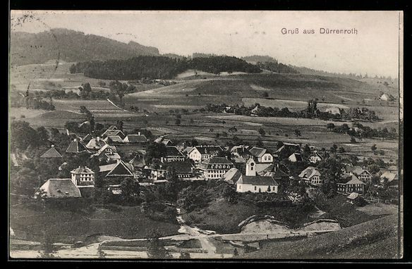 Cartoline postali: AK Dürrenroth, Ortsansicht mit Kirche – Usato da Berlin venduto da bartko-reher