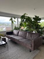 Ledersofa mit Ottomane, sehr guter Zustand