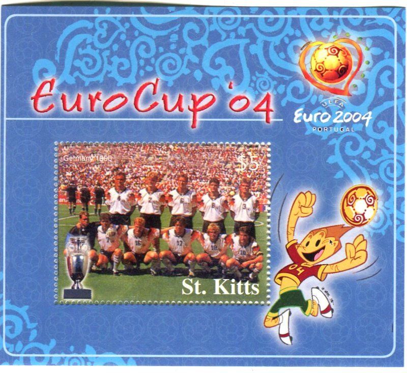 Tutti i francobolli: Block "Fussball". St. Kitts – Nuovo e nell'imballaggio originale da Basel venduto da Butsch5