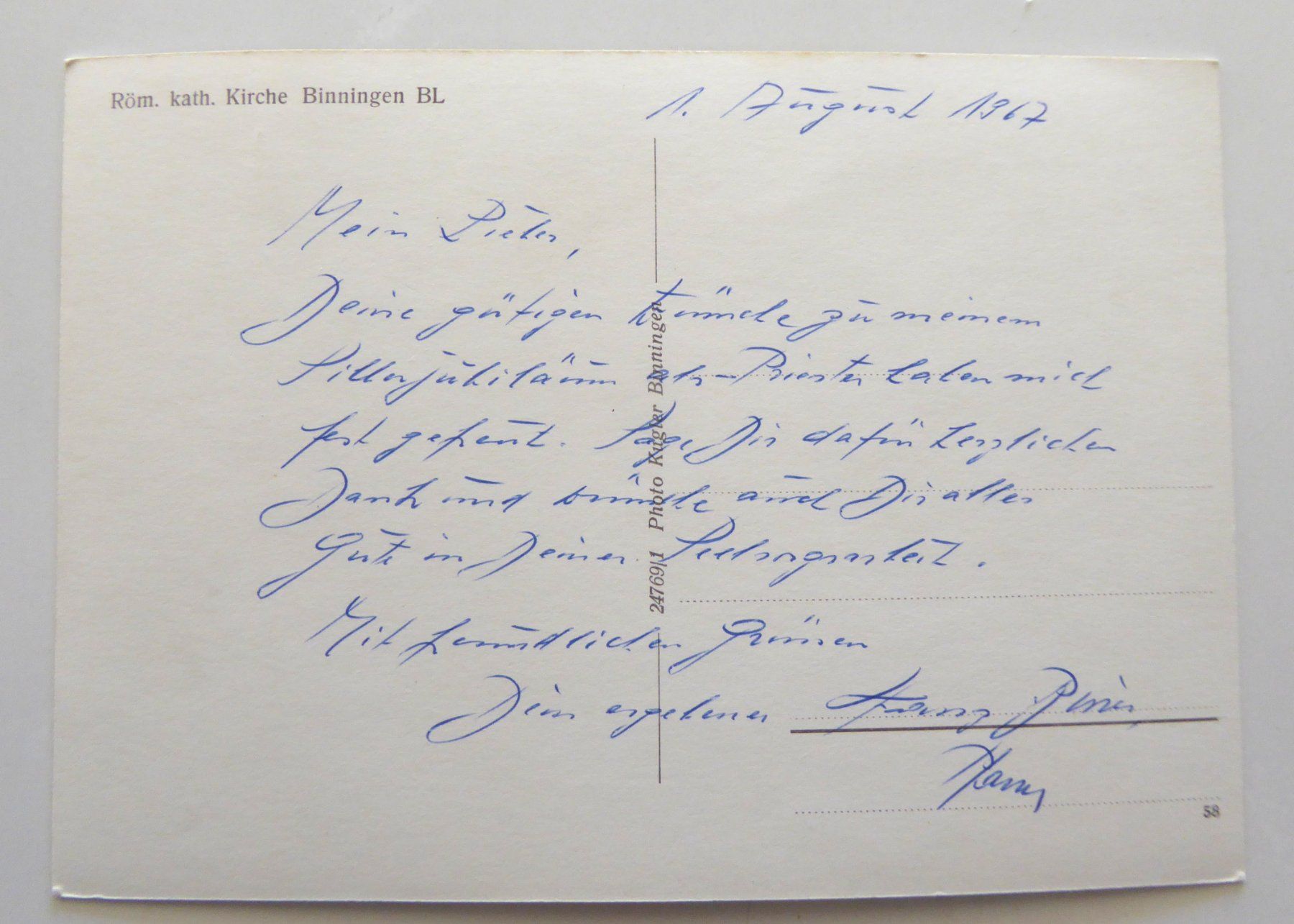 Cartes postales: Binningen kath. Kirche 1967 – D'occasion à Aesch BL par Kauri1 1