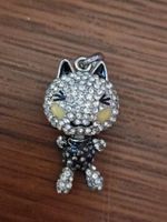 Anhänger für Halskette Katze, Strass-Steine