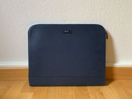 Boggi Milano Navy Leder Zip-Folio, für 14" Laptop