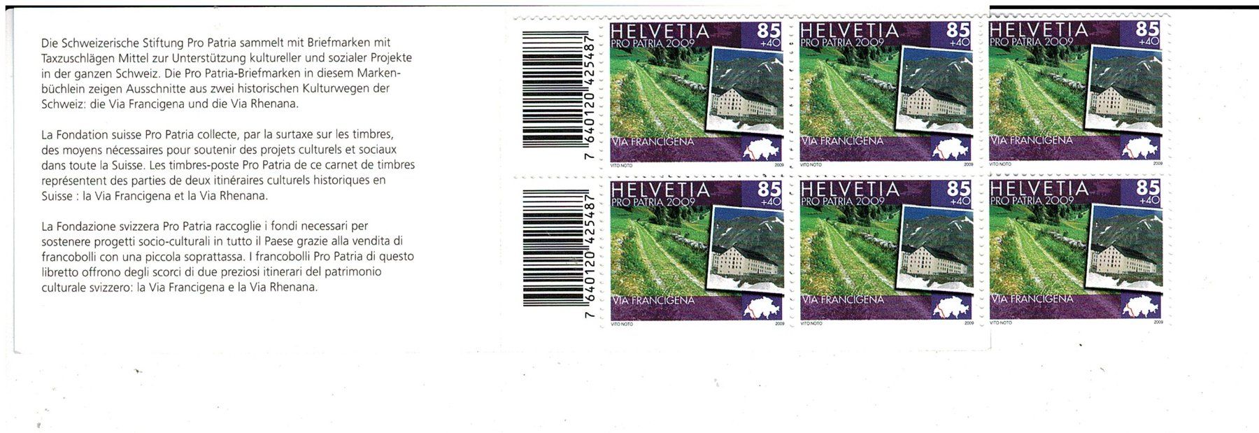 Tutti i francobolli: Heftchen PP 2009 ** Via Rhenana – Nuovo (secondo la descrizione) da Lausanne venduto da Whorvath