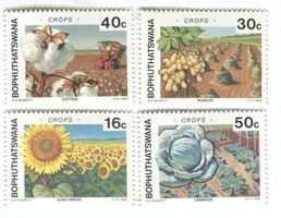 Briefmarken "Sonnenblume, Erdnuss, Weisskohl" Bophuthatswana