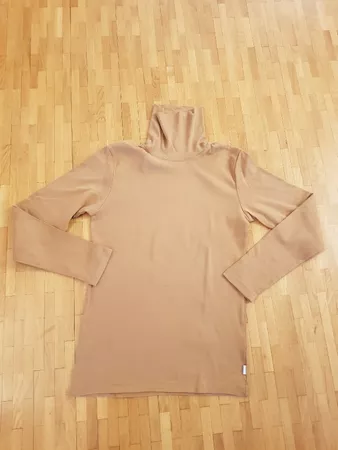 Pull Esprit coton beige col roulé taille S,