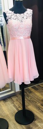 Kleid rosa Spitze A-Linie kurz neu Grösse 36