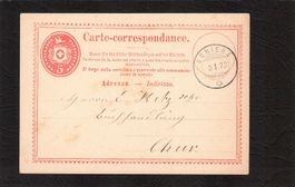 Carte-correspondance 5 Rp , Schiers GR , 3.l.1873