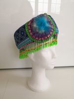 🤩BOHO-CHIC HANDGEMACHTER ETHNO HUT MIT PERLEN FARBIG NEU