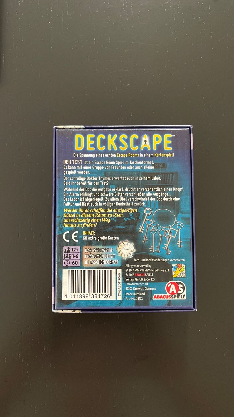 Giochi: Deckscape, Der Test – Usato da Luzern venduto da Mcleon 1