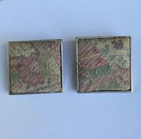 Ohrclips Ohrringe Stoff silbrig rosa grün