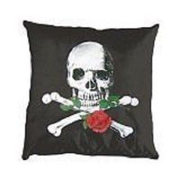 Deko-Kissen-TOTENKOPF MIT ROSE