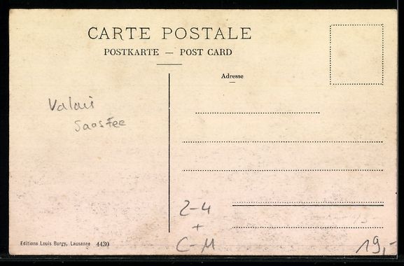 Cartoline postali: AK Saas-Fee, Schweiz. Post in den Bergen – Usato da Berlin venduto da bartko-reher 1