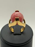 Bague vintage en or jaune avec pierre rose sphérique T.50