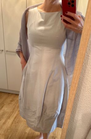 COS Abendkleid silber-hellgrau, Gr. 40, Seide/Baumwolle