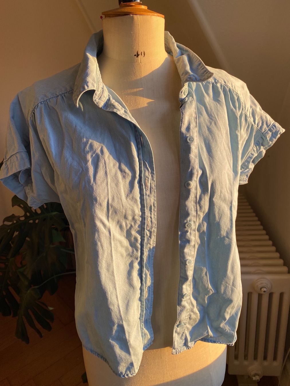 Camicette: Sommer Bluse hellblau, Gr. S - Kurzarm, Top Zustand! – Usato da Basel venduto da NormaJean01