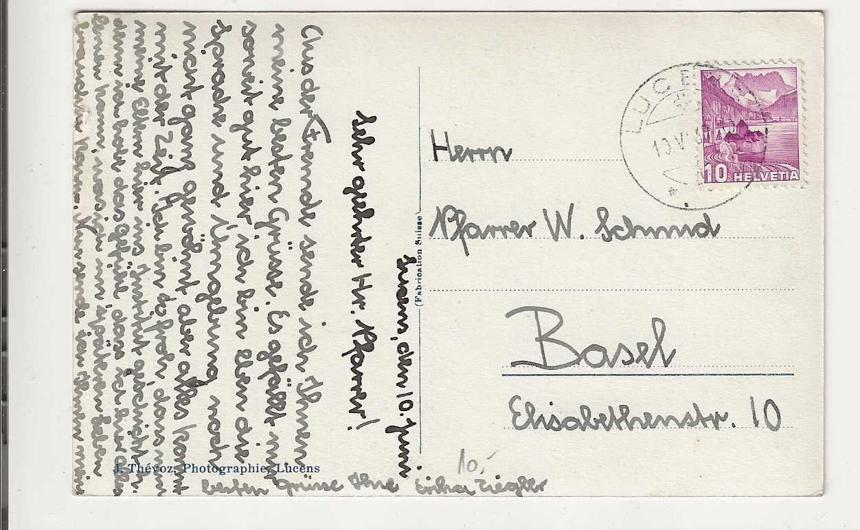 Cartoline postali: Lucens, 1937 – Usato da Spiez venduto da Niesen20 1