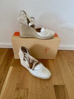 Keilabsatz Sandalen in Blanco/Oro von Castañer (neuwertig)