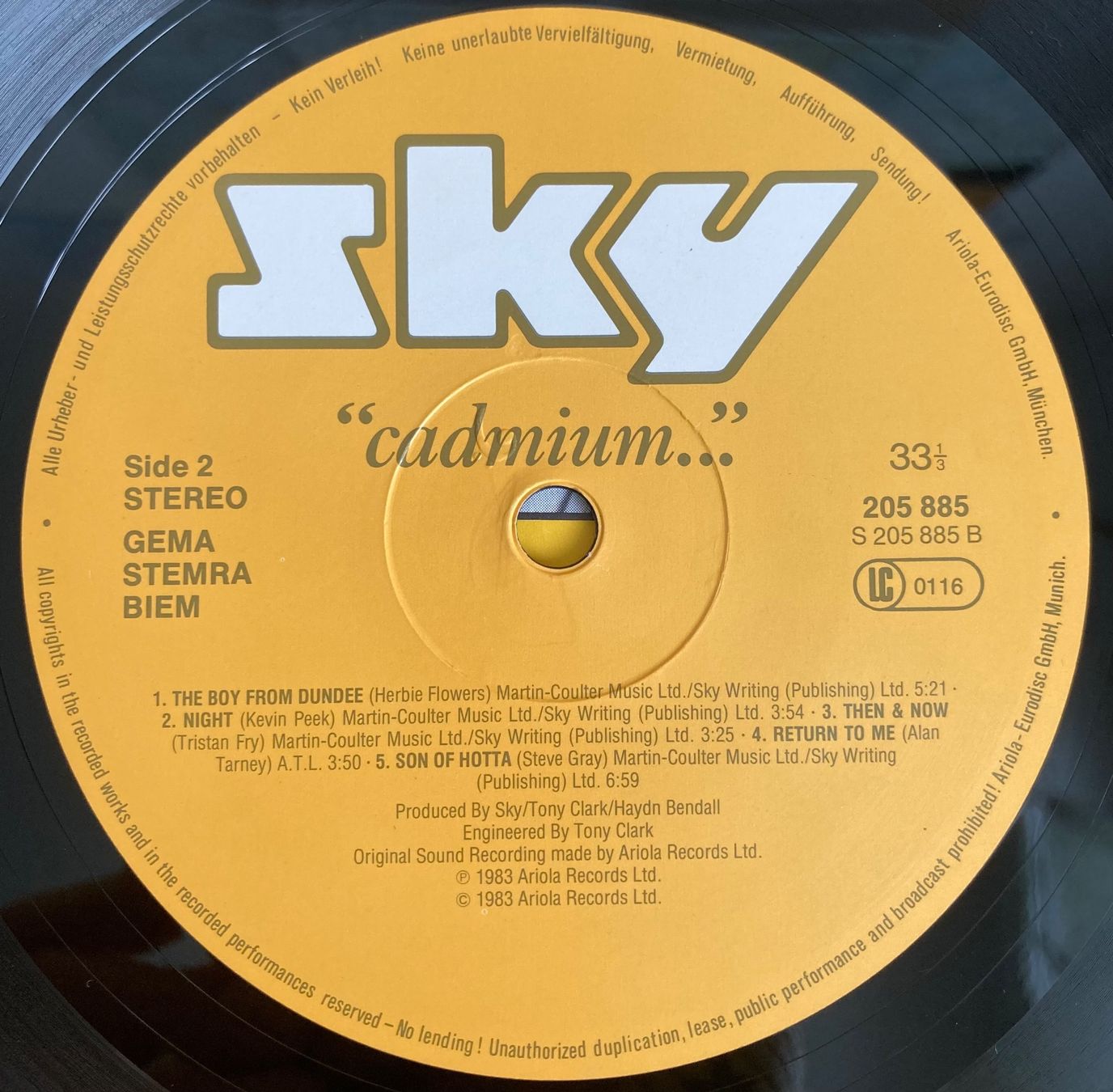 Dischi in vinile: Sky - "Cadmium..." LP *1983* – Usato da Wettingen venduto da 12.Zoll.Vinyl 4