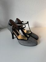 Grau & Goldene Tanzschuhe + Tanzschuhbürste — Grösse 36-37
